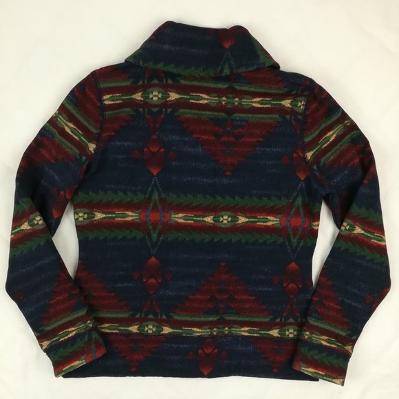 Lauren Ralph Lauren Aztec Southwestern Tribal Shawl Cardigan Sweater - Picture 5 of 6